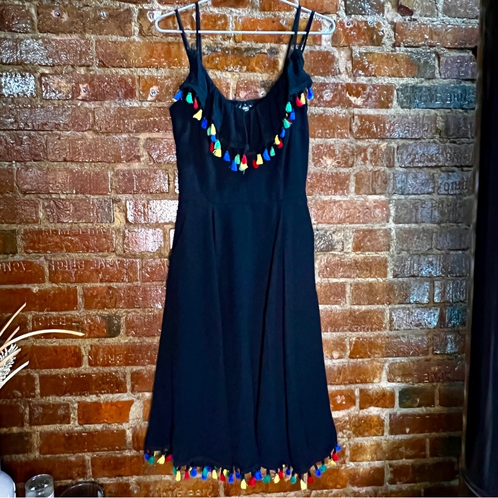 Voodoo Vixen Veronica Retro Reproduction Black Sundress with Tassels Size Small